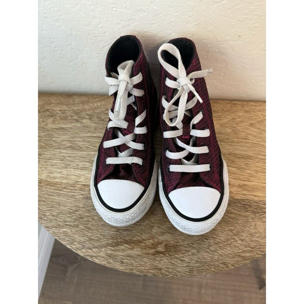 Size 13 Kids Converse Chuck Taylor Lift Hi Platform Sparkle Pink Sneaker A05496C